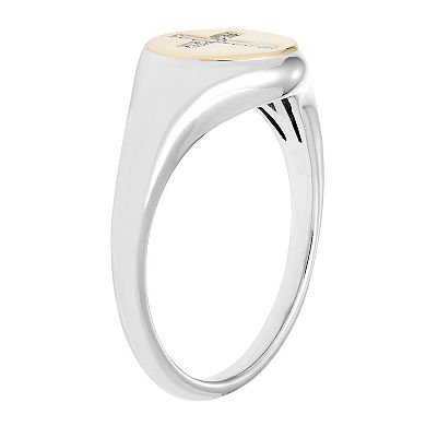 It's Personal 14k Gold Over Sterling Silver Diamond Accent Cross Signet Ring