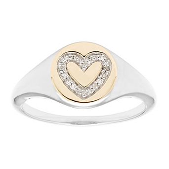 It's Personal Sterling Silver Diamond Accent Heart Signet Ring
