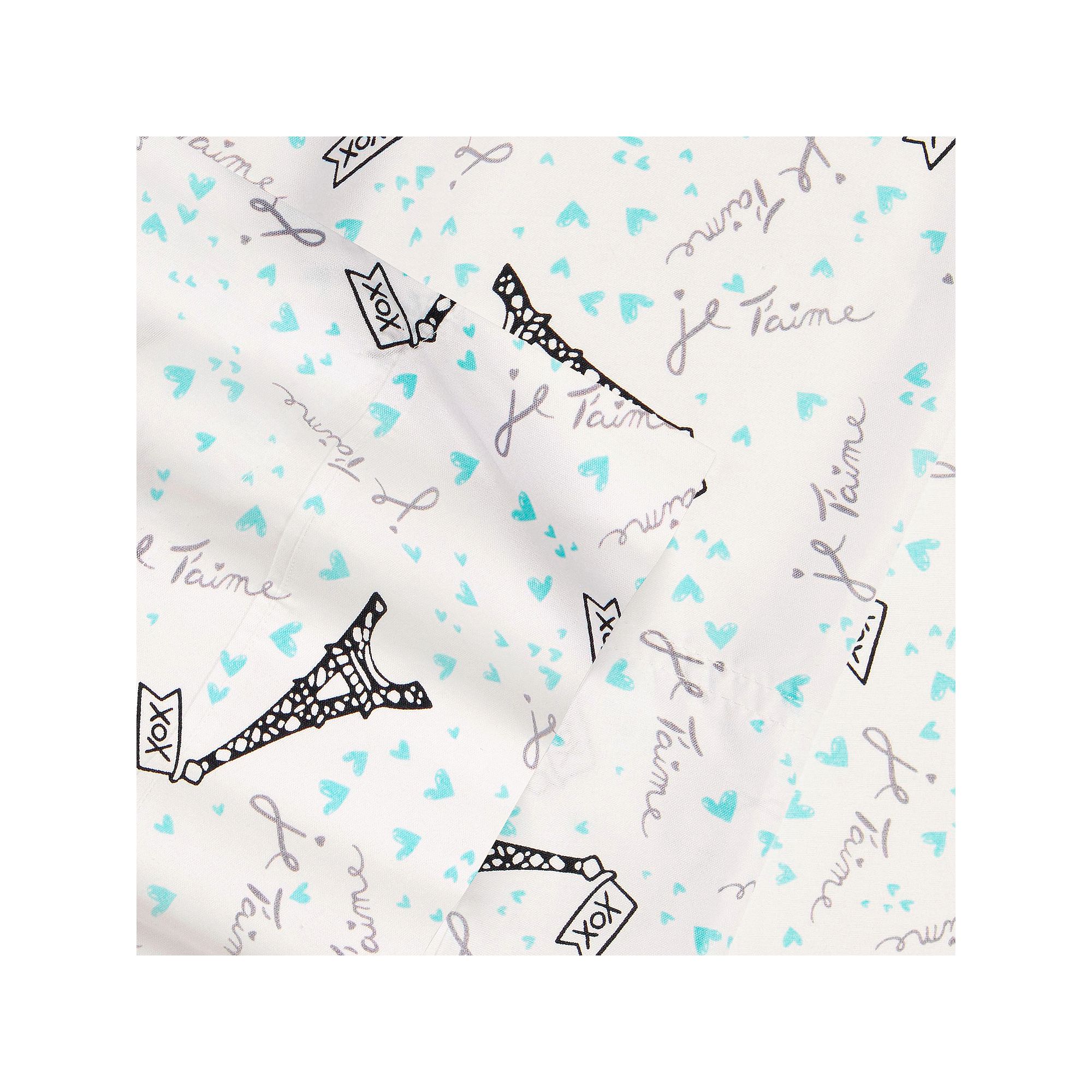 Betsey Johnson Printed Sheet Set, Paris Blue