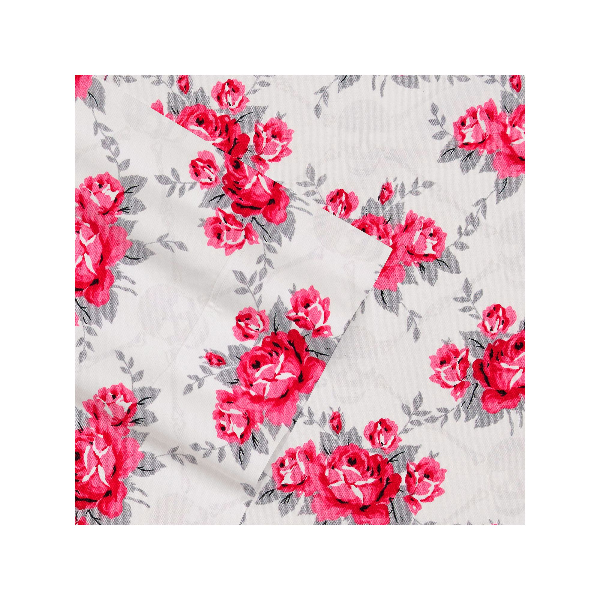 Betsey Johnson Printed Sheet Set, Skull Pink