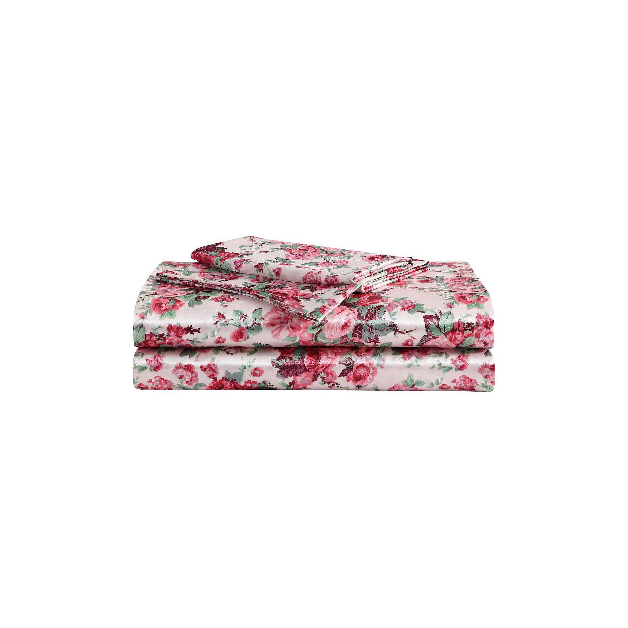 Betsey Johnson Printed Sheet Set, Vintage Floral Pink