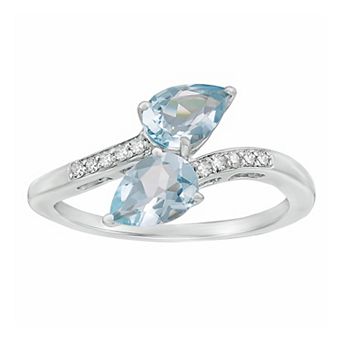 Gemminded 10k White Gold Aquamarine & Diamond Accent Ring