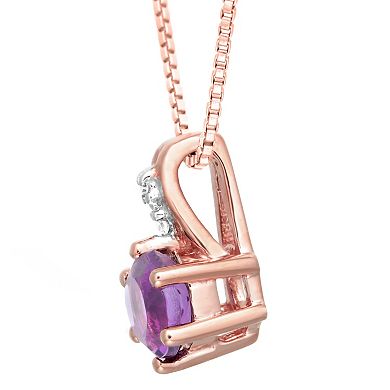 Gemminded 10k Rose Gold Amethyst & 0.01 Carat T.W. Diamond Accented Pendant Necklace