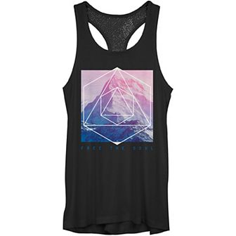 Juniors' Free The Soul Geometric Pastel Mountain Boho Graphic Tank