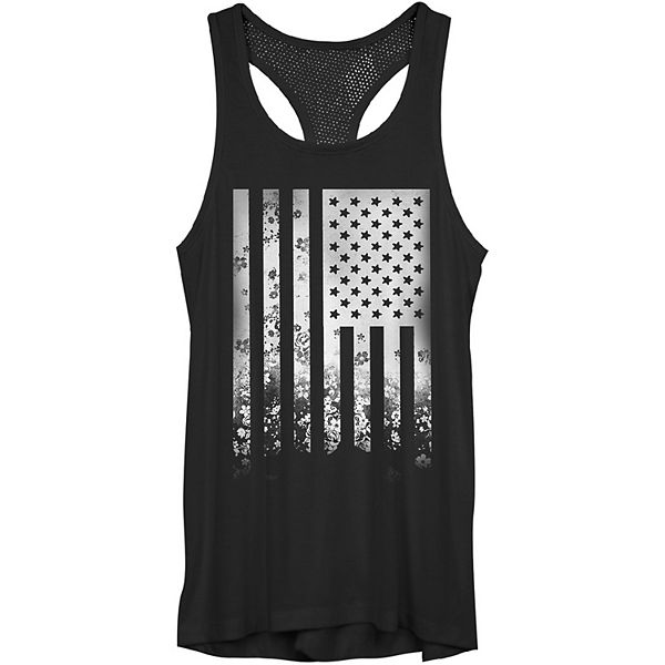 Juniors' Faded Camouflage American Flag Tank Top