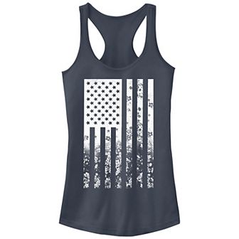 Juniors' Faded Camouflage American Flag Tank Top