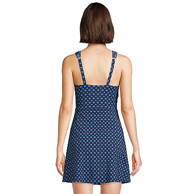 Women's Lands' End Tummy Control Surplice Faux-Wrap One-Piece Swim Dress