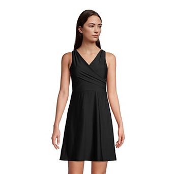 Women's Lands' End Tummy Control Surplice Faux-Wrap One-Piece Swim Dress