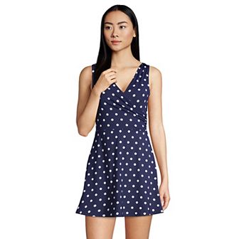 Women's Lands' End Tummy Control Surplice Faux-Wrap One-Piece Swim Dress