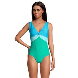 Women S Lands End Tummy Control Twist Front One Piece Swimsuit