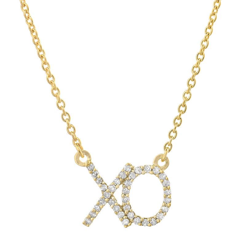 Gemminded 10k Gold 1/6 Carat T.W. Diamond XO Pendant Necklace, Womens, Si