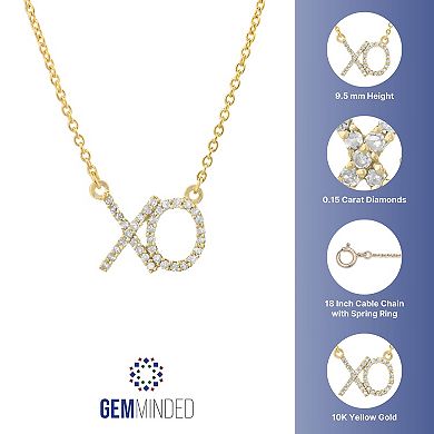 Gemminded 10k Gold 1/6 Carat T.W. Diamond XO Pendant Necklace