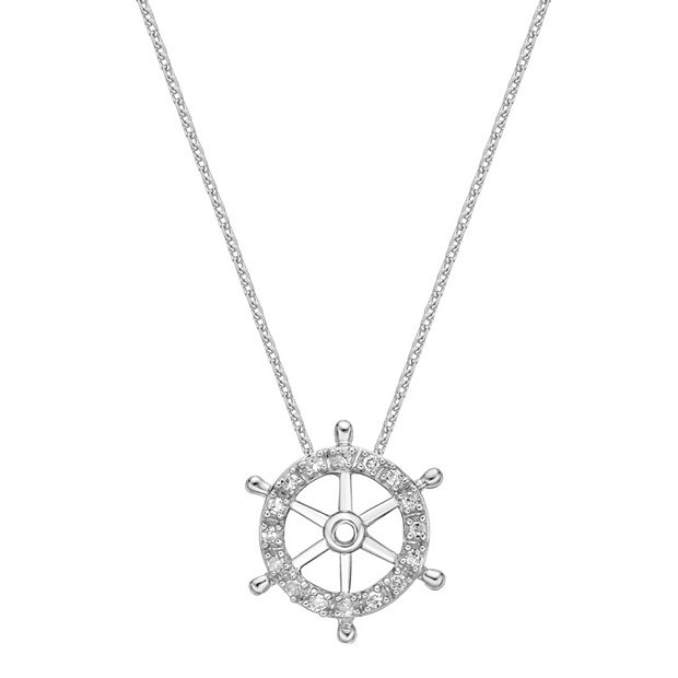 Gemminded 10k Gold Diamond Accent Ship Wheel Pendant Necklace