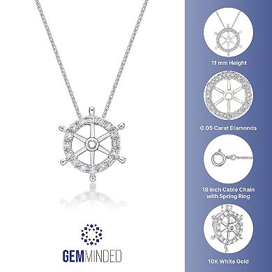 Gemminded 10k Gold Diamond Accent Ship Wheel Pendant Necklace