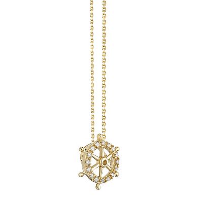 Gemminded 10k Gold Diamond Accent Ship Wheel Pendant Necklace