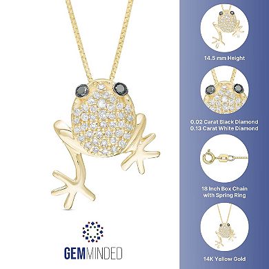 Gemminded 10k Gold 1/6 Carat T.W. Diamond Frog Pendant Necklace