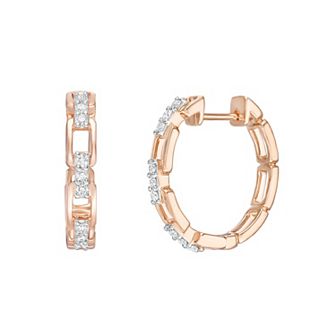 Gemminded 10k Rose Gold 1/4 Carat T.W. Diamond Link Hoop Earrings