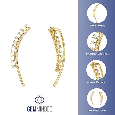 Gemminded 10k Gold 1/8 Carat T.W. Diamond Crawler Earrings