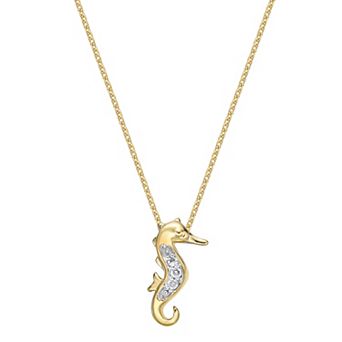 Gemminded 10k Gold Diamond Accent Seahorse Pendant Necklace