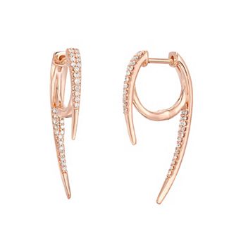 Gemminded 10k Rose Gold 1/4 Carat T.W. Diamond Curved Bar Earrings