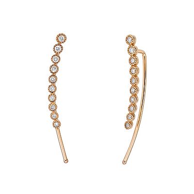Gemminded 10k Rose Gold 1 3 Carat T.W. Diamond Crawler Earrings