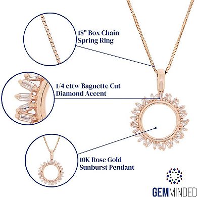 Gemminded 10k Rose Gold 1/4 Carat T.W. Diamond Sunburst Pendant Necklace