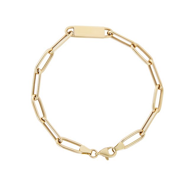 10k Solid Gold Paperclip Bracelet With Long Chain Links 10k 