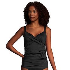 Lands' End Women's DD-Cup Chlorine Resistant Tummy Control Square Neck  Underwire Tankini Swimsuit Top