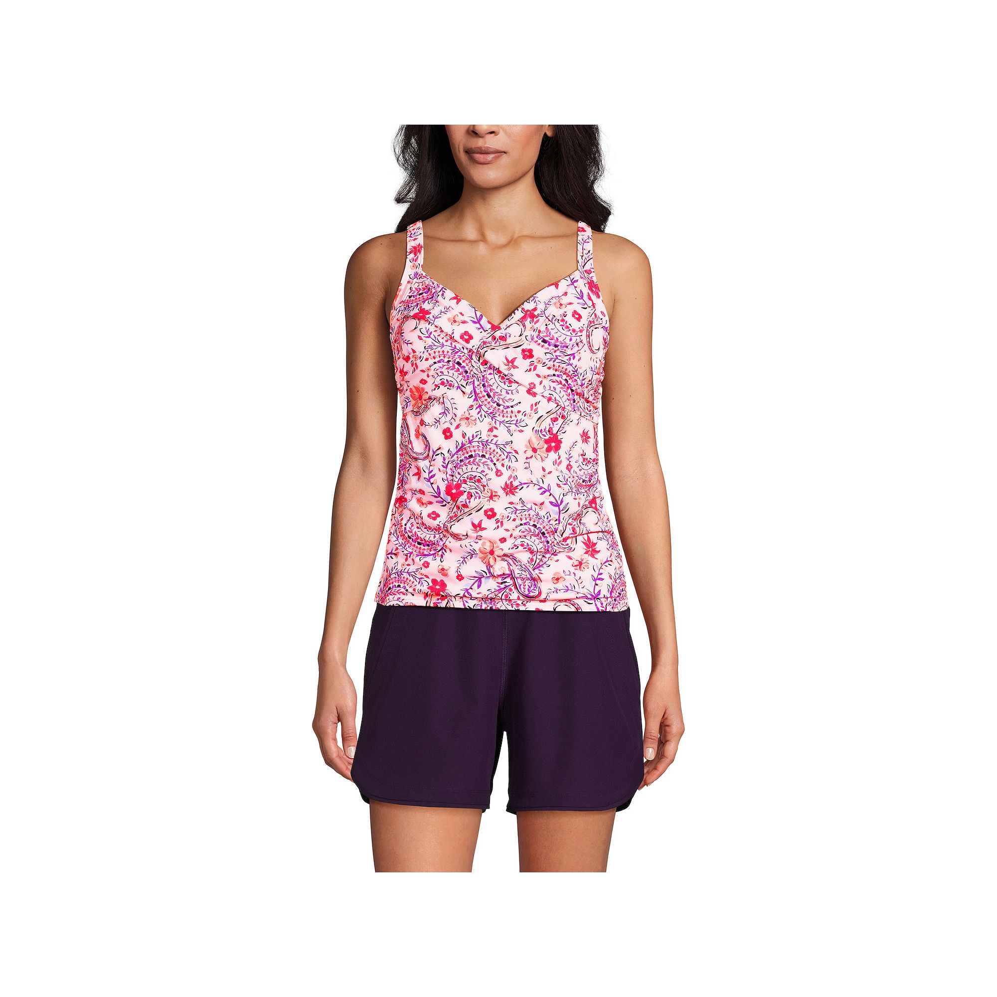 Womens Lands End Surplice Underwire Tankini Swimsuit Top, Size: 8, Lily F