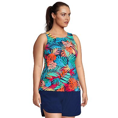 Plus Size Lands' End UPF 50 Bust Minimizer Tankini Top