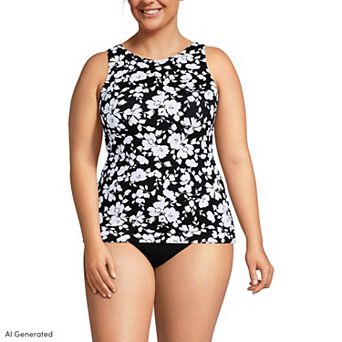 Plus Size Lands' End UPF 50 Bust Minimizer Tankini Swimsuit Top