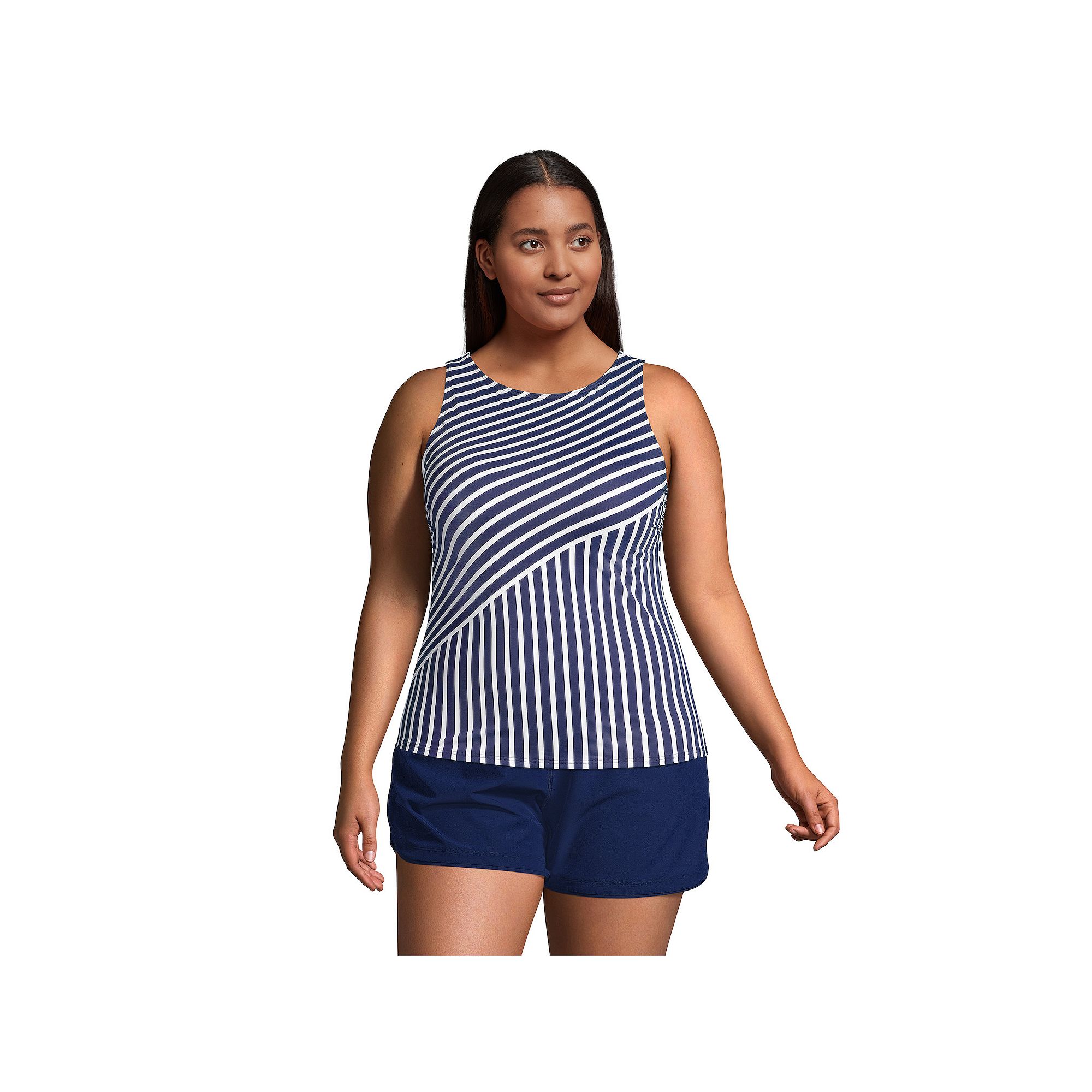 Plus Size Lands End UPF 50 Bust Minimizer Tankini Swimsuit Top, Womens, S