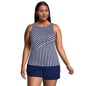 Plus Size Lands' End UPF 50 Bust Minimizer Tankini Swimsuit Top