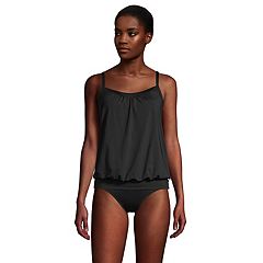 Womens Black Built-In-Bra Tankini Swimsuit Tops - Swimsuits