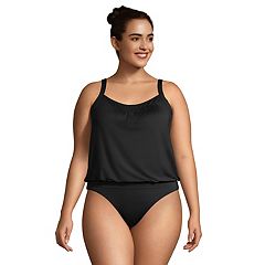 Plus Size Wide Band Blouson Tankini Top in Electric Stripe