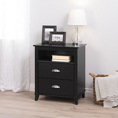 Prepac Black Yaletown 2-Drawer Tall Nightstand