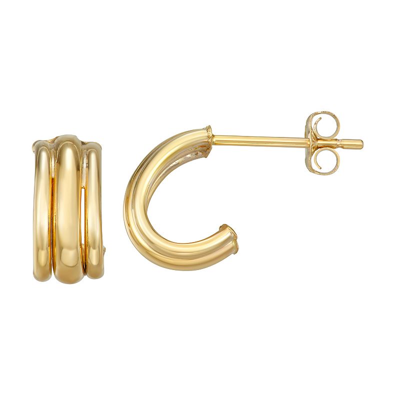 Forever 14K Gold Triple J-Hoop Earrings, Womens, Multicolor
