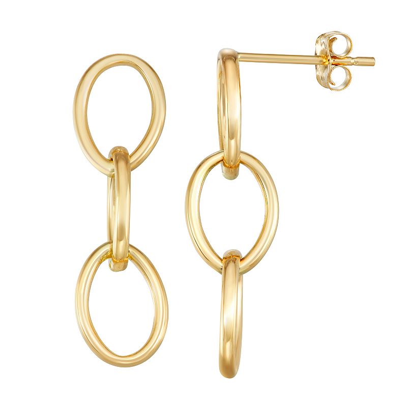 Forever 14K Triple Oval Dangle Earrings, Womens