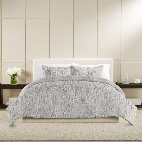 Simply Vera Vera Wang Gray Blooms Duvet Cover Set Gray Blooms (FULL