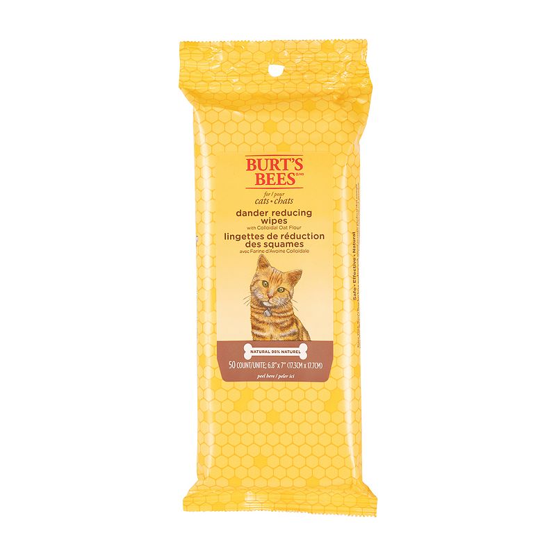 Burts Bees for Pets Cat Dander Wipes, Multicolor, 50 CT