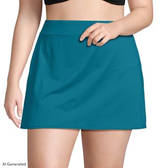 Plus Size Lands' End UPF 50 Tummy Slimmer Swim Skirt