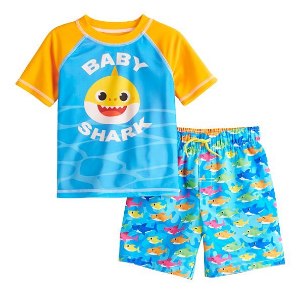 PASHOP Baby Boy Trunk Swimsuit Set Shark Dinosaur Swimsuits for Toddlers Boys Rash Guard and Trunks Set 