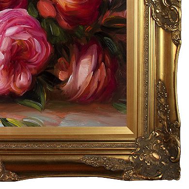 La Pastiche Discarded Roses Gold Renoir Framed Canvas Wall Art