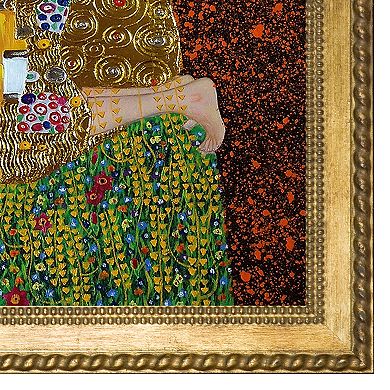 La Pastiche The Kiss Full View Gustav Klimt Framed Canvas Wall Art