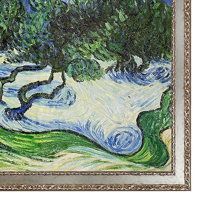 La Pastiche Olive Trees with the Alpilles in the Background Vincent Van Gogh Framed Canvas Wall Art
