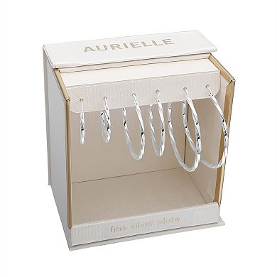 Aurielle Fine Silver-Plated Twisted Hoop Earring Set