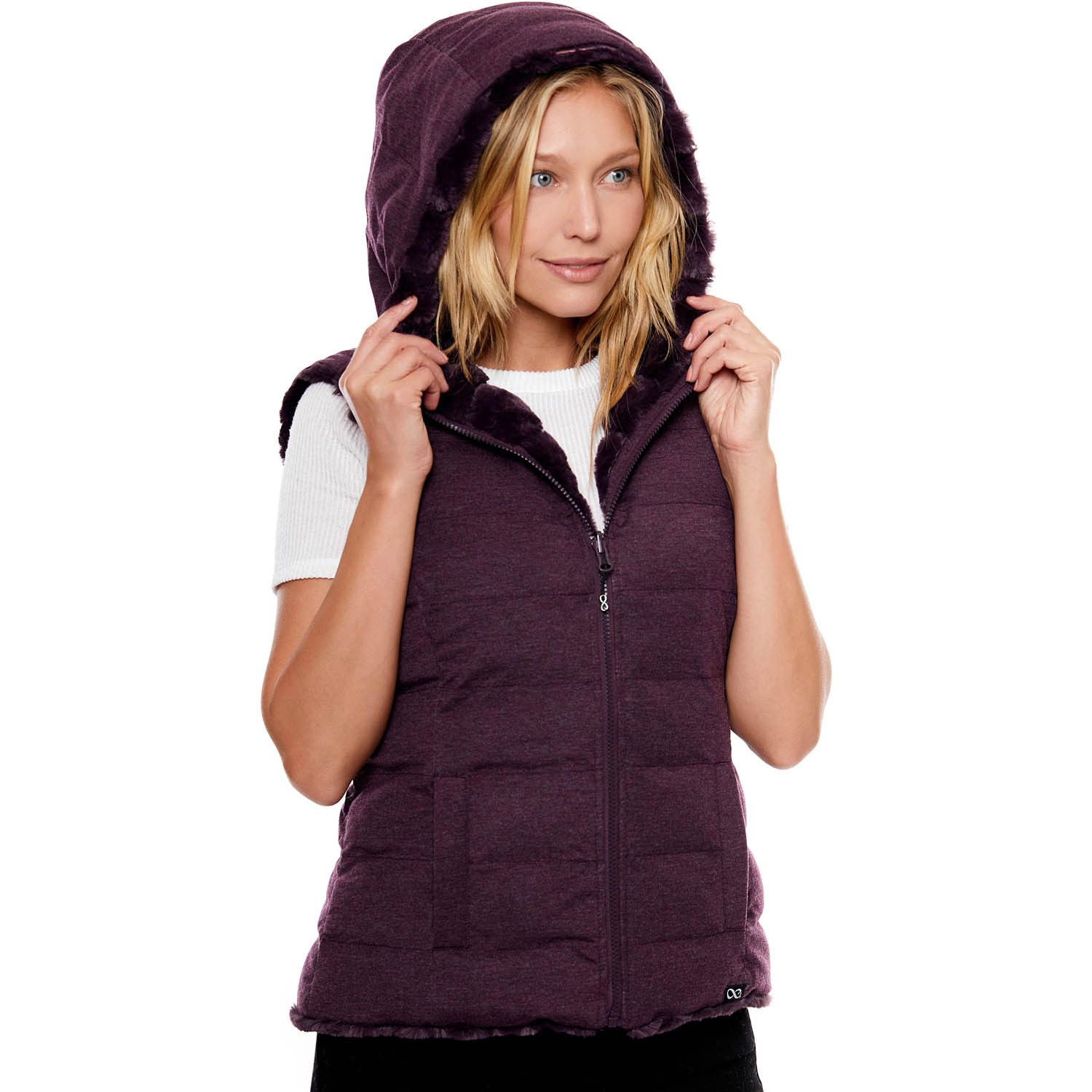 fur hooded vest for womens