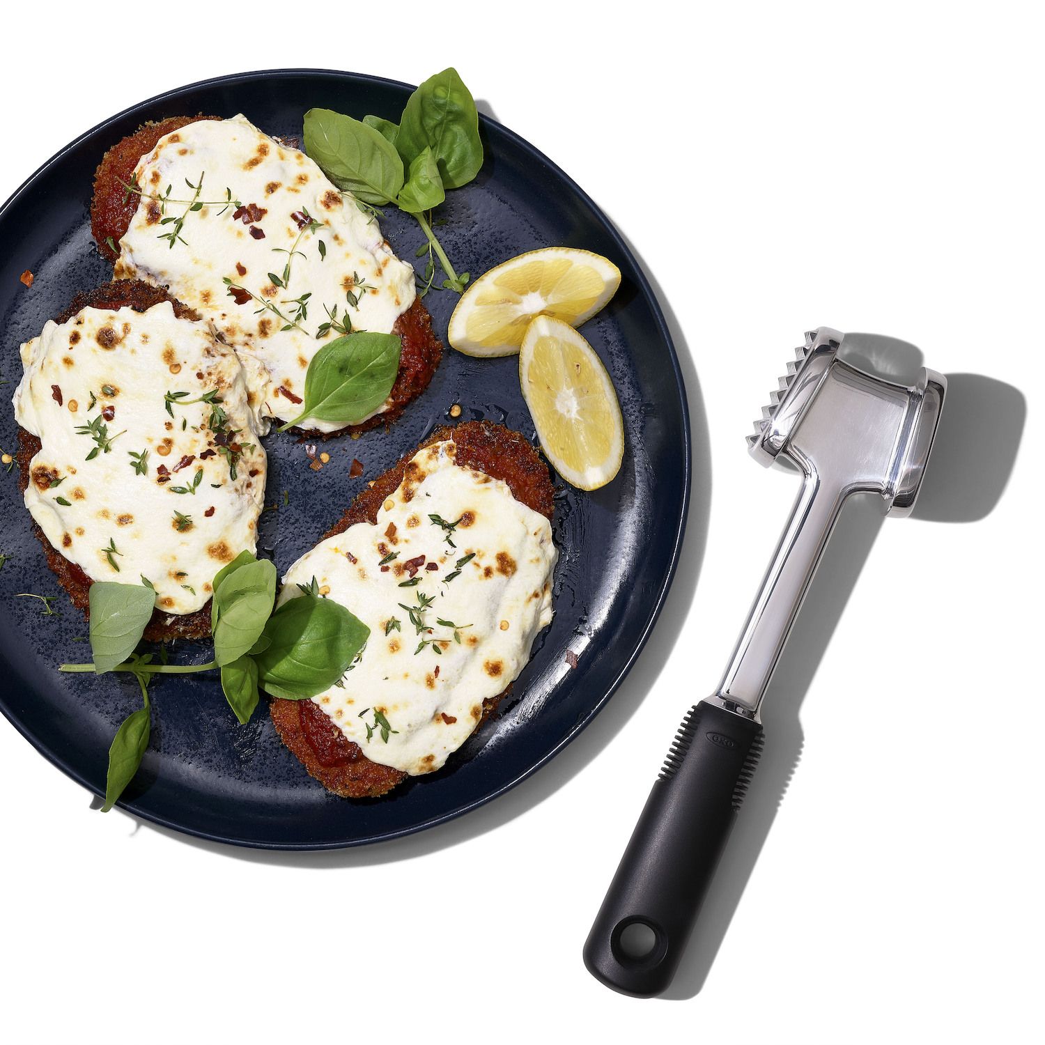 OXO Good Grips Batticarne In Alluminio Pressofuso - Martello Per Carne Con Due Lati, Impugnatura Antiscivolo