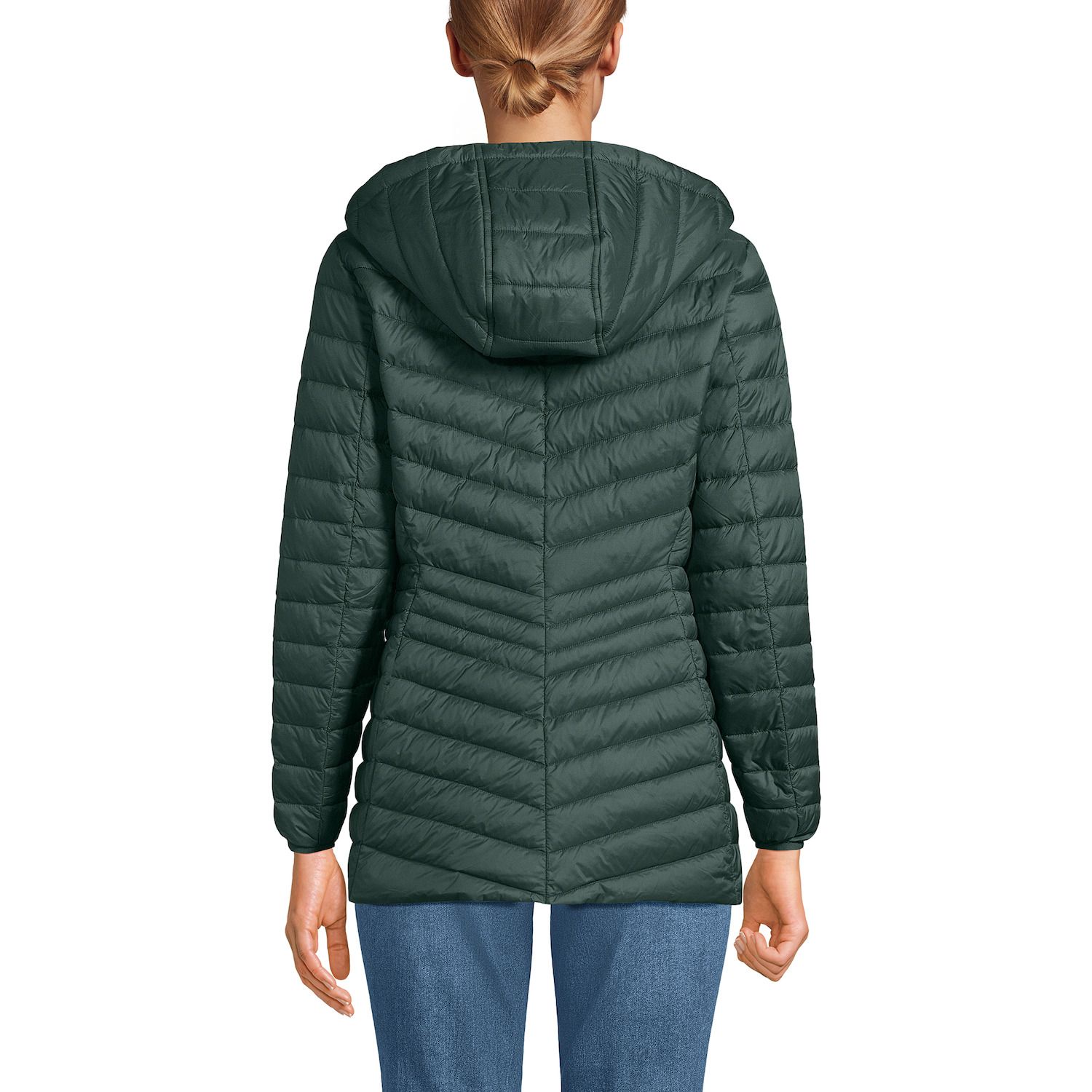 Women's Lands' End Hooded Down Wanderweight Ultralight Packable Jacket