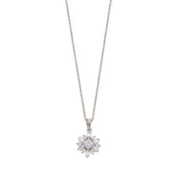 LeRose by Lexi and Rose Sterling Silver Aurora Borealis & White Cubic Zirconia Snowflake Pendant Necklace